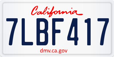CA license plate 7LBF417