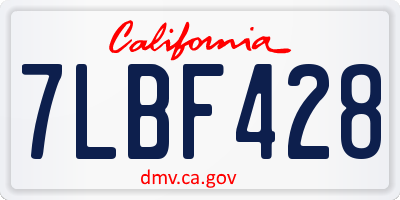 CA license plate 7LBF428
