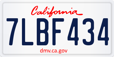 CA license plate 7LBF434