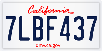 CA license plate 7LBF437