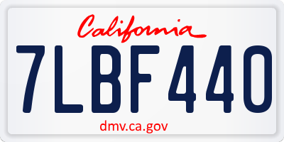 CA license plate 7LBF440