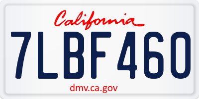 CA license plate 7LBF460
