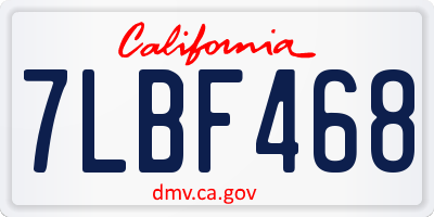 CA license plate 7LBF468