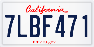 CA license plate 7LBF471