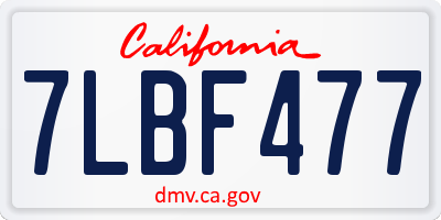 CA license plate 7LBF477