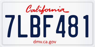 CA license plate 7LBF481