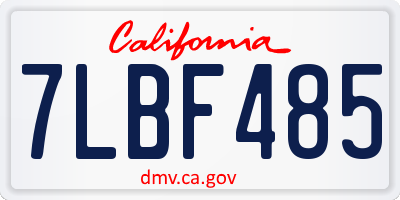 CA license plate 7LBF485