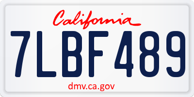 CA license plate 7LBF489