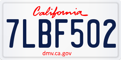 CA license plate 7LBF502