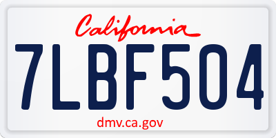 CA license plate 7LBF504