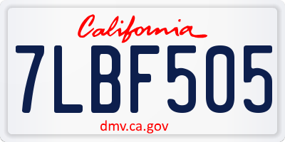 CA license plate 7LBF505