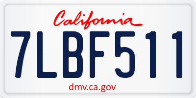 CA license plate 7LBF511
