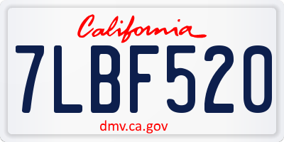 CA license plate 7LBF520