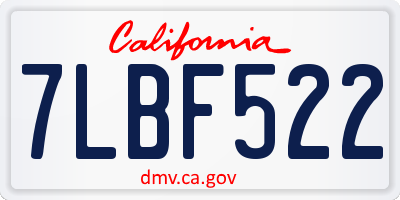 CA license plate 7LBF522