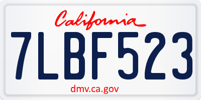 CA license plate 7LBF523