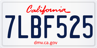 CA license plate 7LBF525