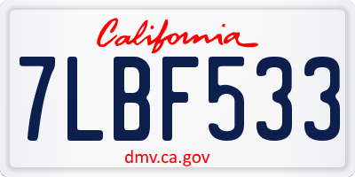 CA license plate 7LBF533