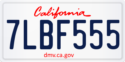 CA license plate 7LBF555