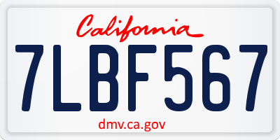 CA license plate 7LBF567