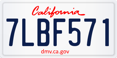 CA license plate 7LBF571