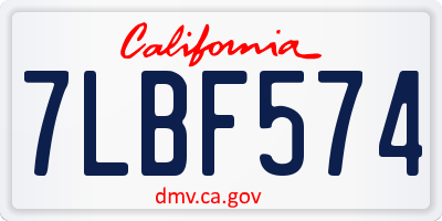 CA license plate 7LBF574