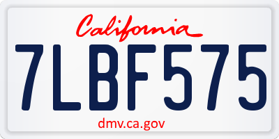 CA license plate 7LBF575