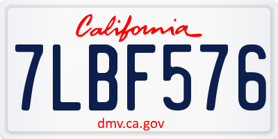 CA license plate 7LBF576