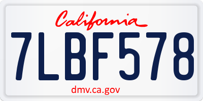 CA license plate 7LBF578