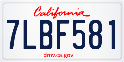 CA license plate 7LBF581