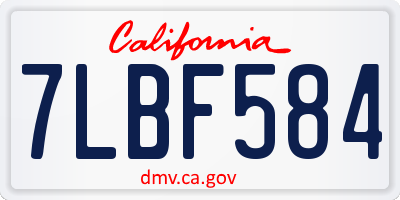 CA license plate 7LBF584