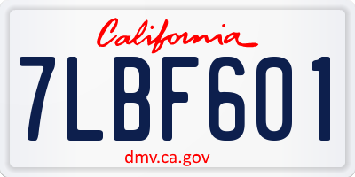 CA license plate 7LBF601