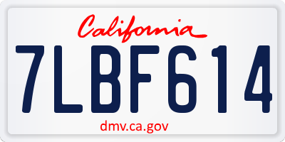 CA license plate 7LBF614