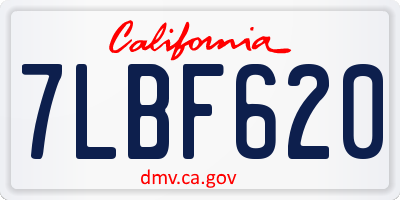 CA license plate 7LBF620