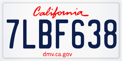 CA license plate 7LBF638