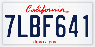 CA license plate 7LBF641