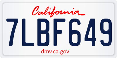 CA license plate 7LBF649