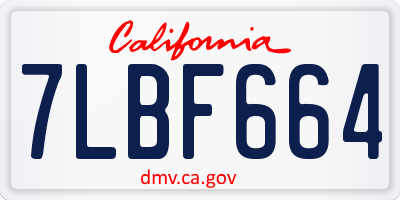 CA license plate 7LBF664