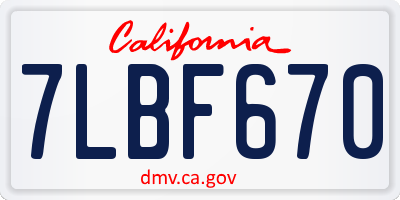 CA license plate 7LBF670