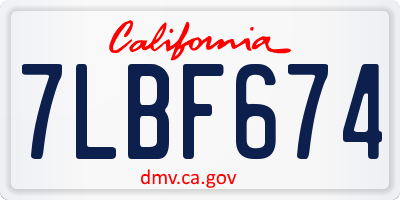 CA license plate 7LBF674