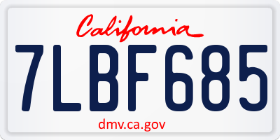 CA license plate 7LBF685