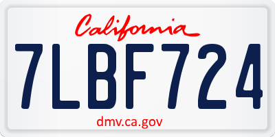 CA license plate 7LBF724