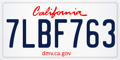 CA license plate 7LBF763