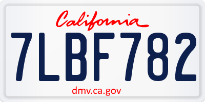 CA license plate 7LBF782