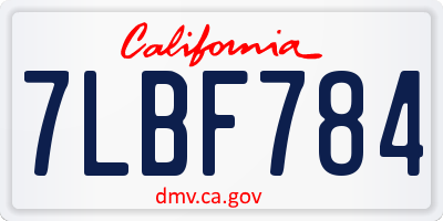 CA license plate 7LBF784