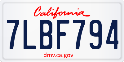 CA license plate 7LBF794