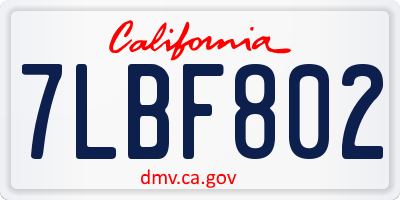 CA license plate 7LBF802