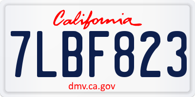 CA license plate 7LBF823