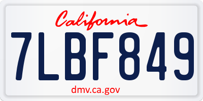 CA license plate 7LBF849