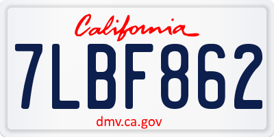 CA license plate 7LBF862