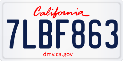 CA license plate 7LBF863
